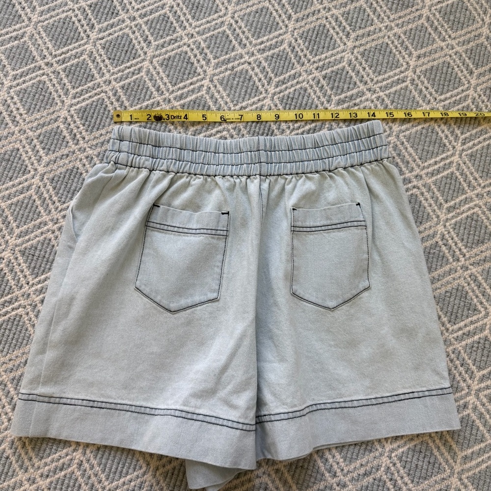 HUNTER BELL Aspen Shorts - Light Demin High Waist Shorts w/ Elastic Waist - Picture 6 of 9